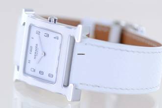 Thumbnail von Hermès Heure H white Strap white Dial Big Version rar B+P new unworn