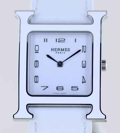  Hermès Heure H white Strap white Dial Big Version rar B+P new unworn 