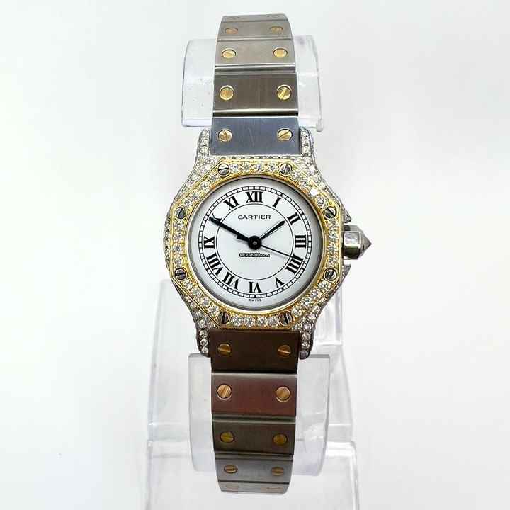 Cartier Santos OCTAGON 25mm Automatic 2 Tone 1.5TCW DIAMOND Watch  </h1> 