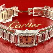 Thumbnail von Cartier Tank Française Quartz 20mm Steel ~6TCW Full DIAMOND Watch </h1>