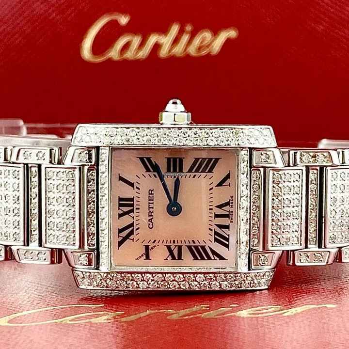  Cartier Tank Française Quartz 20mm Steel ~6TCW Full DIAMOND Watch </h1> 