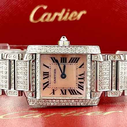  Cartier Tank Française Quartz 20mm Steel ~6TCW Full DIAMOND Watch </h1> 