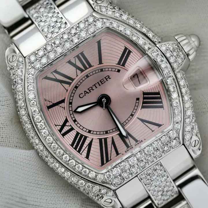  Cartier Roadster Quartz 31mm Steel ~5TCW Diamond Watch </h1> 