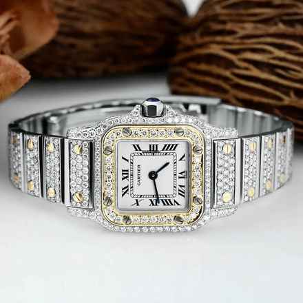  Cartier Santos Galbée 24mm Quartz ~7TCW Diamond Watch </h1> 