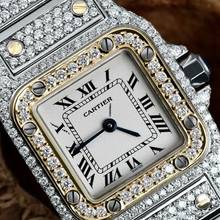 Thumbnail von Cartier Santos Galbée 24mm Quartz ~7TCW Diamond Watch </h1>