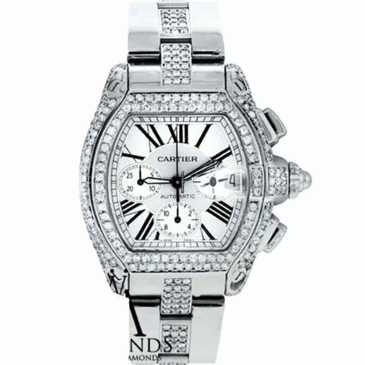  Cartier Roadster Chronograph 2618 Automatic 42mm Steel ~5TCW DIAMOND Watch </h1> 