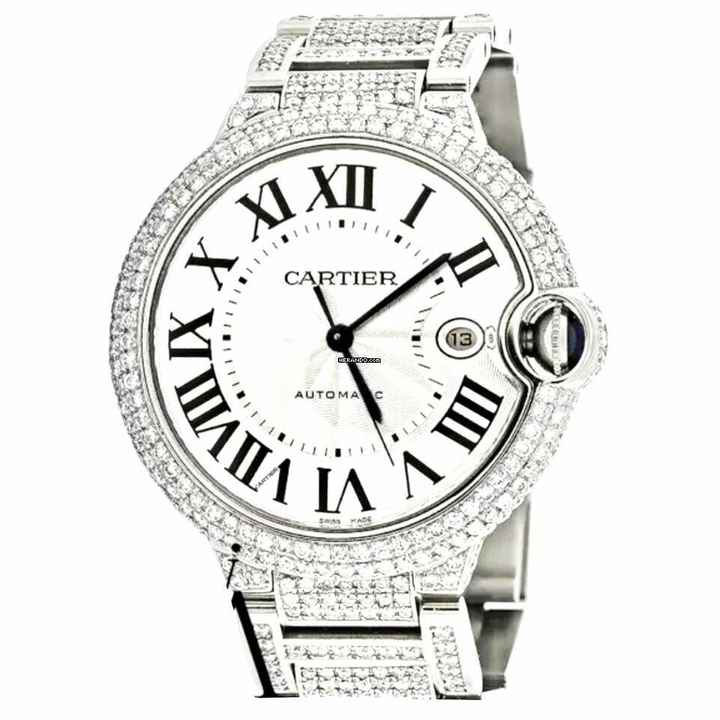  Cartier Ballon Bleu 42mm Automatic Steel ~8TCW DIAMOND Watch </h1> 