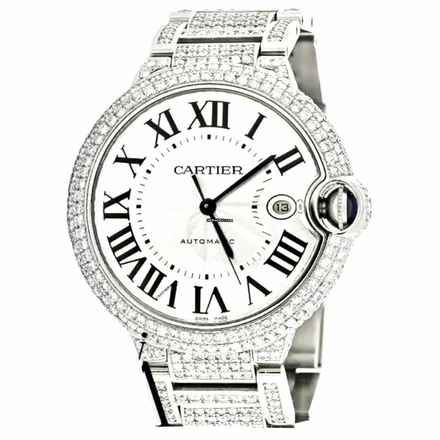  Cartier Ballon Bleu 42mm Automatic Steel ~8TCW DIAMOND Watch </h1> 