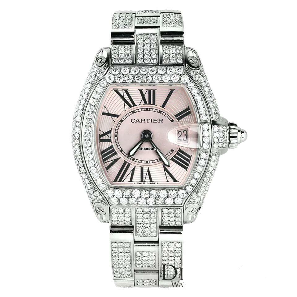 Cartier Roadster Quartz 31mm Steel ~7TCW Diamond Watch </h1>