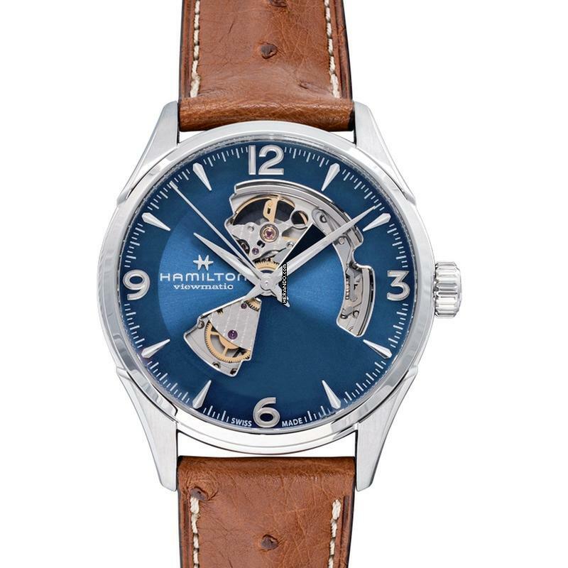 Hamilton Jazzmaster Open Heart H32705041 - Jazzmaster Open Heart Auto Blue Steel/Leather 42mm </h1>