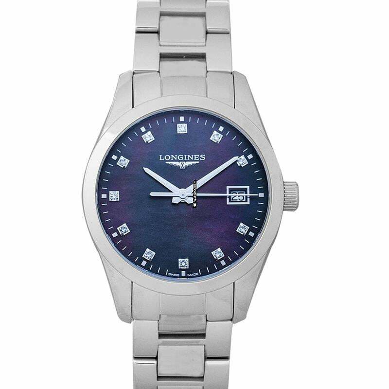  Longines Conquest Classic L23864886 - Conquest Classic Quartz Black Mother of Pearl Dial Diamond Ladies Watch </h1> 