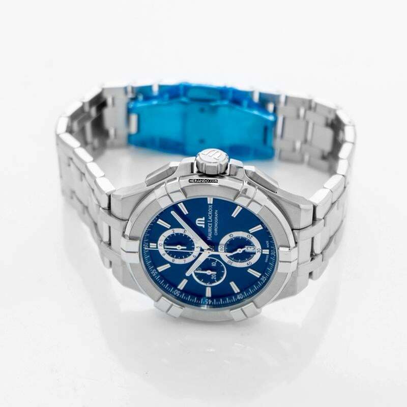 Thumbnail von Maurice Lacroix AIKON AI1018-SS002-430-1 - Aikon Quartz Blue Sun Brushed Dial Steel Men's Watch </h1>