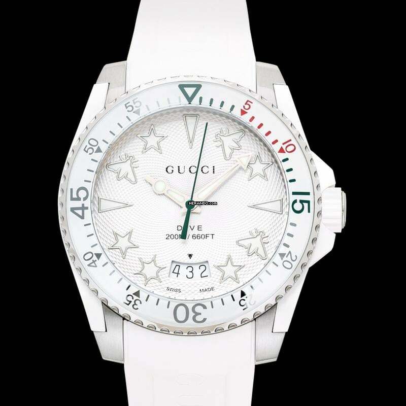 Thumbnail von Gucci Dive YA136337 - Dive Quartz White Dial Stainless Steel Men's Watch </h1>