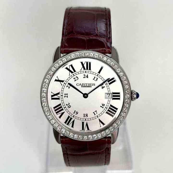  Cartier Ronde Solo de Cartier Date 36mm Quartz Steel 1TCW DIAMOND Watch </h1> 