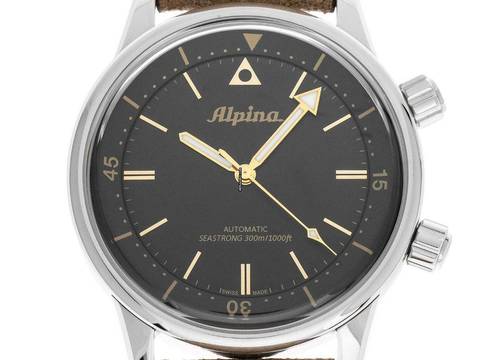  Alpina Seastrong Diver 300 Heritage Stahl Automatik Armband Leder 42mm Ref.AL-520BY4H6 Box&Pap. Full Set Neu 
