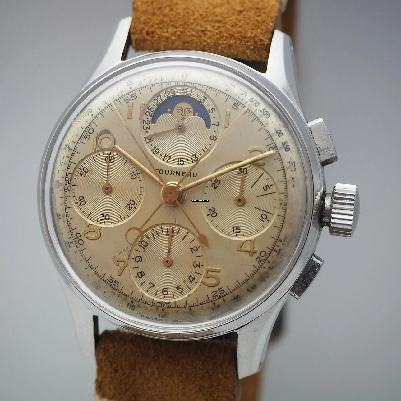 Tourneau Chronograph Rattrapante Schleppzeiger Moon Calendar Venus 190 ULTRA RARE