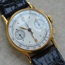 Thumbnail von Patek Philippe Chronograph 130 indelible silver dial yellow gold 18KT 1946's </h1>
