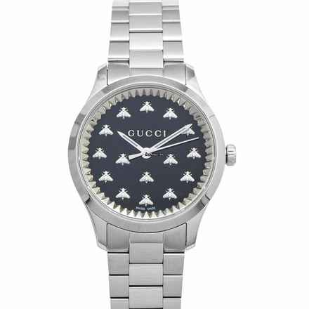  Gucci G-Timeless YA1265034 - G-Timeless Quartz Black Dial Stainless Steel Ladies Watch </h1> 