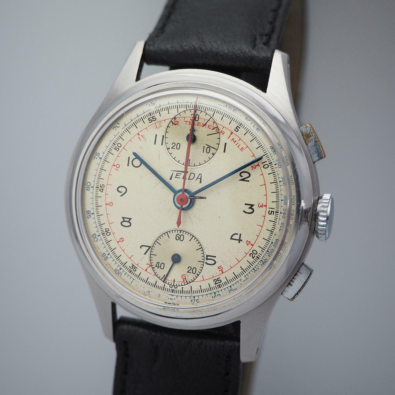 Telda Chronograph Vintage Stahl Leder Venus 170 top </h1>