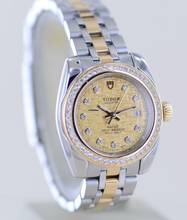 Thumbnail von Tudor Classic Date 28mm Lady Champagner Linen Diamond Dial Bezel Stahl-Gold rar </h1>