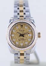 Thumbnail von Tudor Classic Date 28mm Lady Champagner Linen Diamond Dial Bezel Stahl-Gold rar </h1>