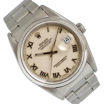  Rolex Datejust 36 16200 Ivory Roman dial Full Set 1991’s </h1> 