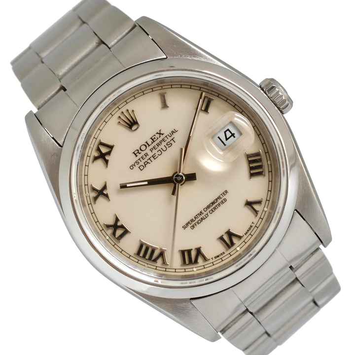  Rolex Datejust 36 16200 Ivory Roman dial Full Set 1991’s </h1> 
