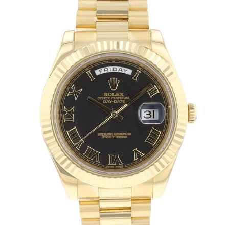  Rolex Day-Date II Yellow Gold Black Roman Dial </h1> 