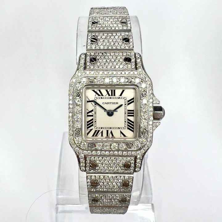  Cartier Santos Galbée 24mm Quartz Steel 6.60TCW Diamond Watch </h1> 