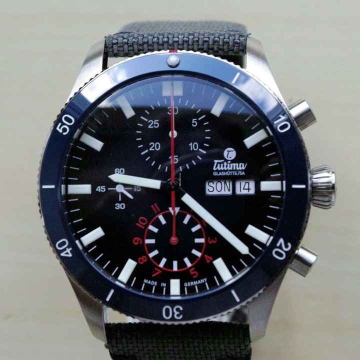  Tutima Grand Flieger Airport NEW Grand Flieger Airport Chronograph Blue FULL SET 