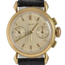 Thumbnail von Jaeger-LeCoultre Chronograph Baby very rare caliber 290 yellow gold 18KT 1937's </h1>
