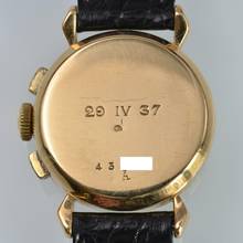 Thumbnail von Jaeger-LeCoultre Chronograph Baby very rare caliber 290 yellow gold 18KT 1937's </h1>