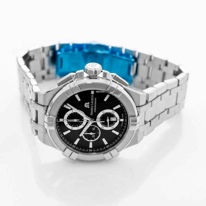 Thumbnail von Maurice Lacroix AIKON AI1018-SS002-330-1 - Aikon Quartz Black Sun Brushed Dial Steel Men's Watch </h1>