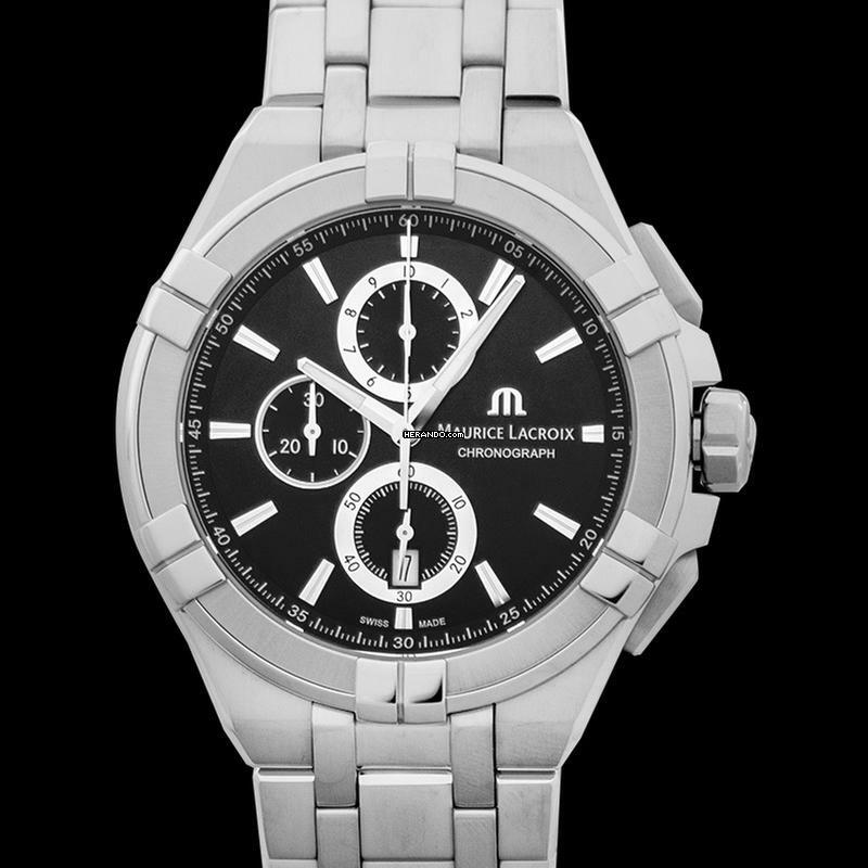 Thumbnail von Maurice Lacroix AIKON AI1018-SS002-330-1 - Aikon Quartz Black Sun Brushed Dial Steel Men's Watch </h1>