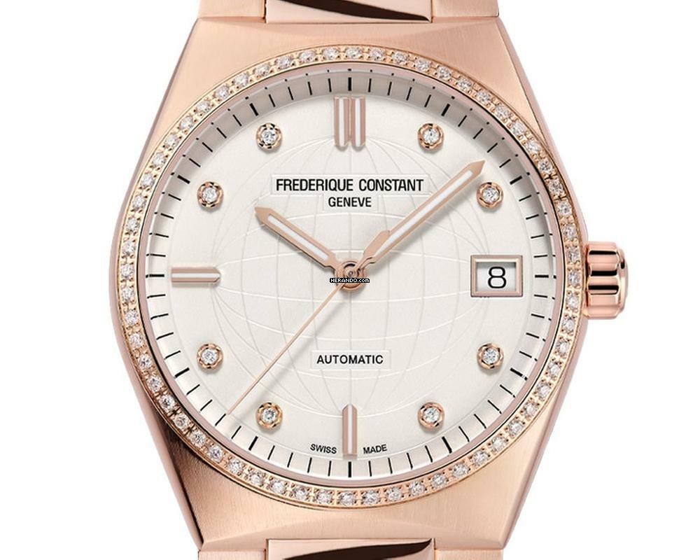  Frederique Constant Ladies Automatic Highlife Ladies Roségold vergoldet Diamanten Automatik Armband Roségold vergoldet 34mm Box&Pap. Full Set Neu 