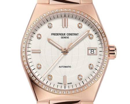  Frederique Constant Ladies Automatic Highlife Ladies Roségold vergoldet Diamanten Automatik Armband Roségold vergoldet 34mm Box&Pap. Full Set Neu 