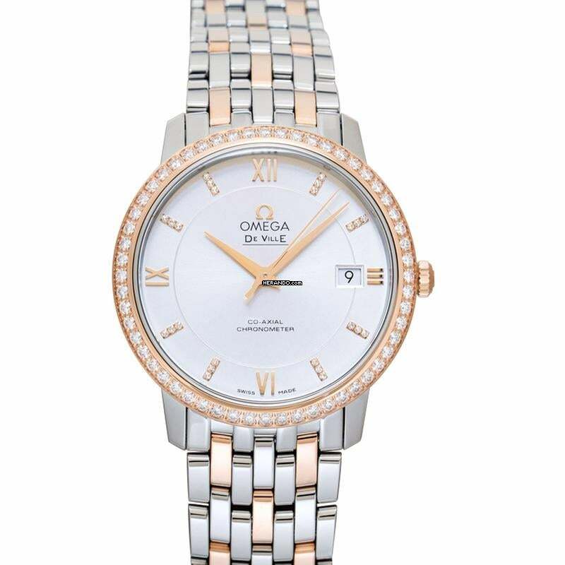 Omega De Ville Prestige 424.25.37.20.52.001 - De Ville Automatic Silver Dial 18kt Rose Gold Ladies Watch </h1>