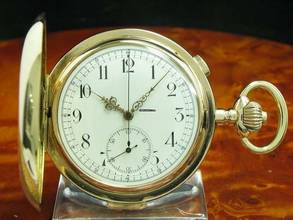 Thumbnail von Tempora 14kt 585 Gold Savonette Taschenuhr Chronograph Minuten Repetition </h1>