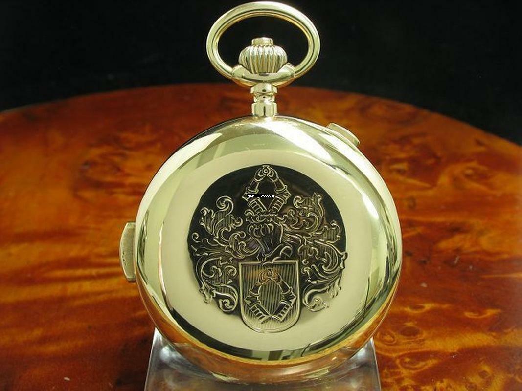 Thumbnail von Tempora 14kt 585 Gold Savonette Taschenuhr Chronograph Minuten Repetition </h1>