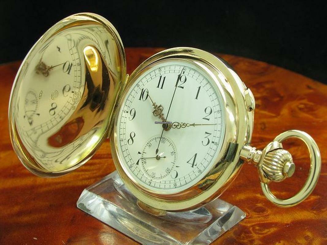 Thumbnail von Tempora 14kt 585 Gold Savonette Taschenuhr Chronograph Minuten Repetition </h1>