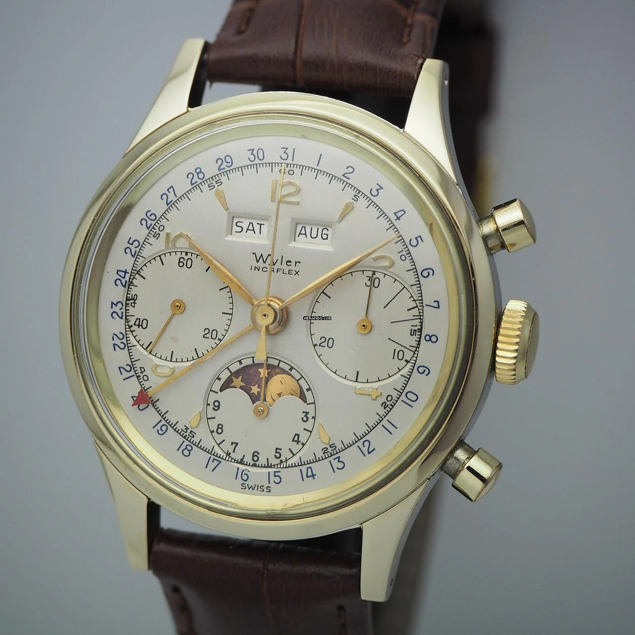 Doxa Wyler Incaflex Chronograph full Calendar Vollkalender Valjoux 88 ULTRA RARE