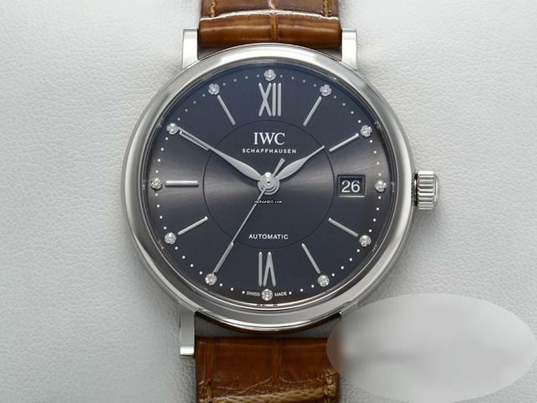  IWC Portofino Automatic 37 Mm Iw4581 Edelstahl Diamanten Automatik Leder Stahl Steel </h1> 