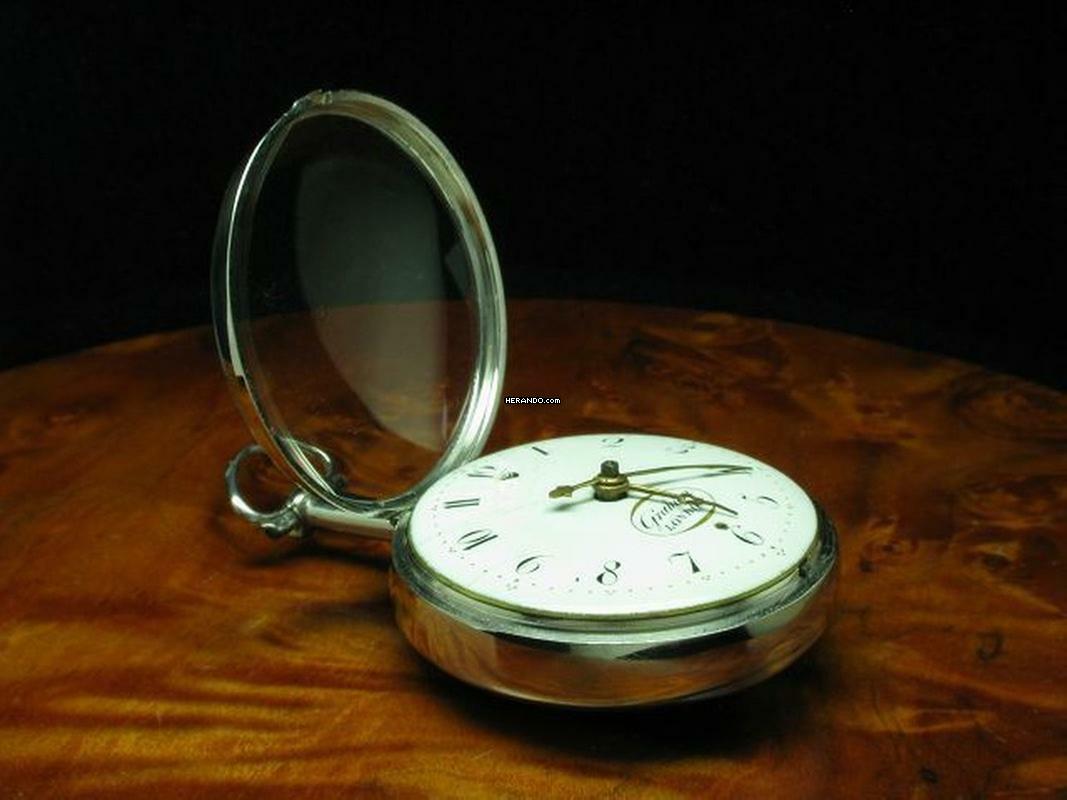 Thumbnail von Graham Silverstone London 925 Silber Open Face Spindeltaschenuhr Mit Schnecke & Kette </h1>