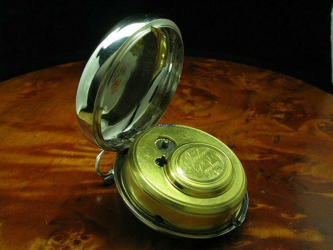 Thumbnail von Graham Silverstone London 925 Silber Open Face Spindeltaschenuhr Mit Schnecke & Kette </h1>