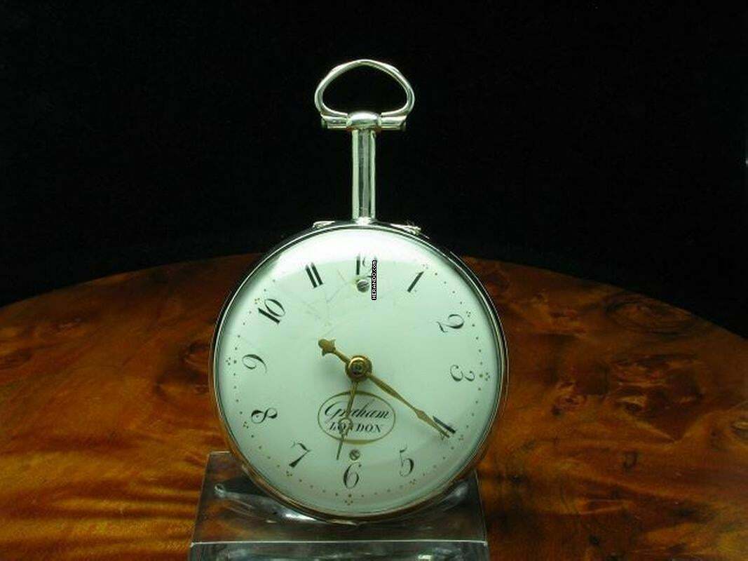 Thumbnail von Graham Silverstone London 925 Silber Open Face Spindeltaschenuhr Mit Schnecke & Kette </h1>