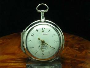 Thumbnail von Graham Silverstone London 925 Silber Open Face Spindeltaschenuhr Mit Schnecke & Kette </h1>