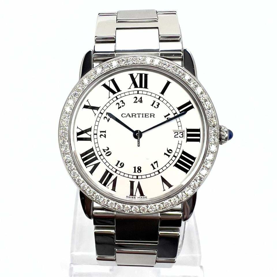  Cartier Ronde Solo de Cartier Date 36mm Quartz Steel 1TCW DIAMOND Watch </h1> 