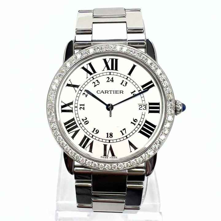  Cartier Ronde Solo de Cartier Date 36mm Quartz Steel 1TCW DIAMOND Watch </h1> 
