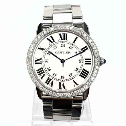  Cartier Ronde Solo de Cartier Date 36mm Quartz Steel 1TCW DIAMOND Watch </h1> 