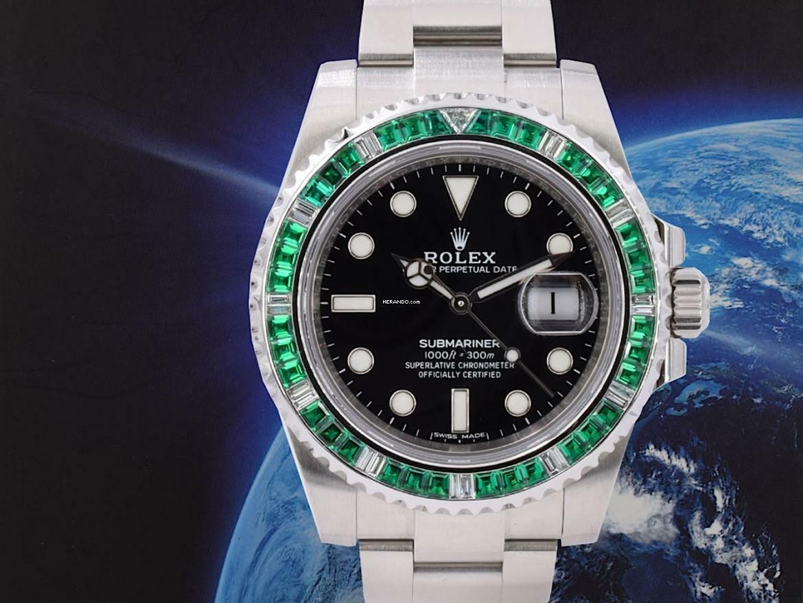  Rolex Submariner Date 116610ln Emeralds Bezel  